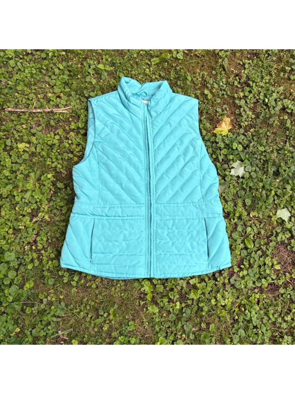 Ann Taylor Loft Quilted Turquoise Puffer Vest Womens M Lightweight Outerwear